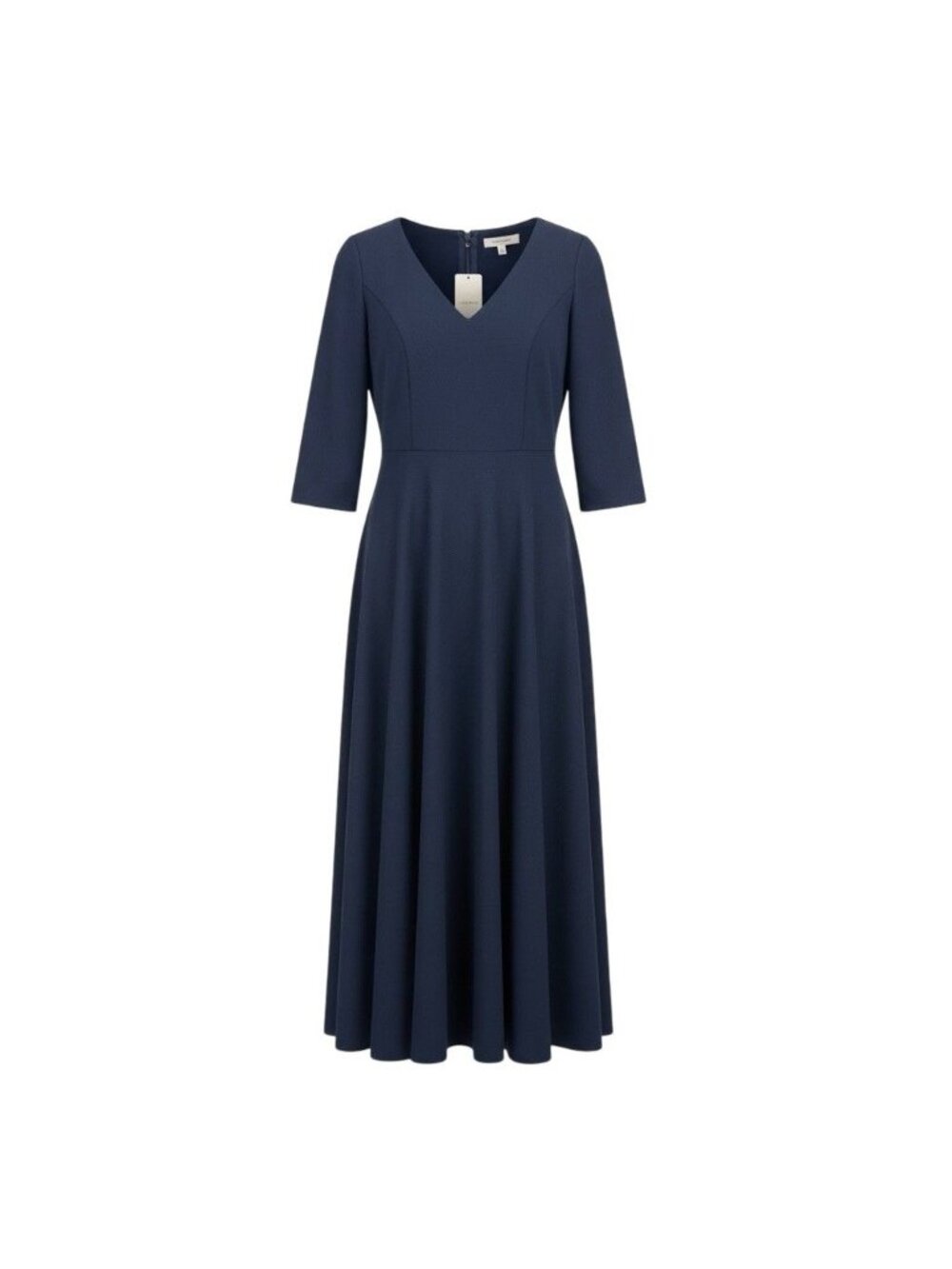 Azazie Womens Navy Midi Dress Stylish Fit & Flare 3/4 Sleeves  Sz- A16